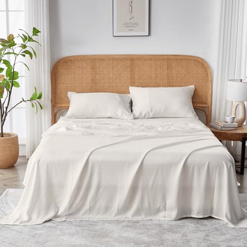 Sijo AiryWeight Tencel Sheet Set, 100% Lyocell Derived from Eucalyptus, Buttery Soft, Architectural Digest 2022 Best Cooling Sheets Winner, 1 Top Sheet Only (Ivory, Twin/Twin XL)