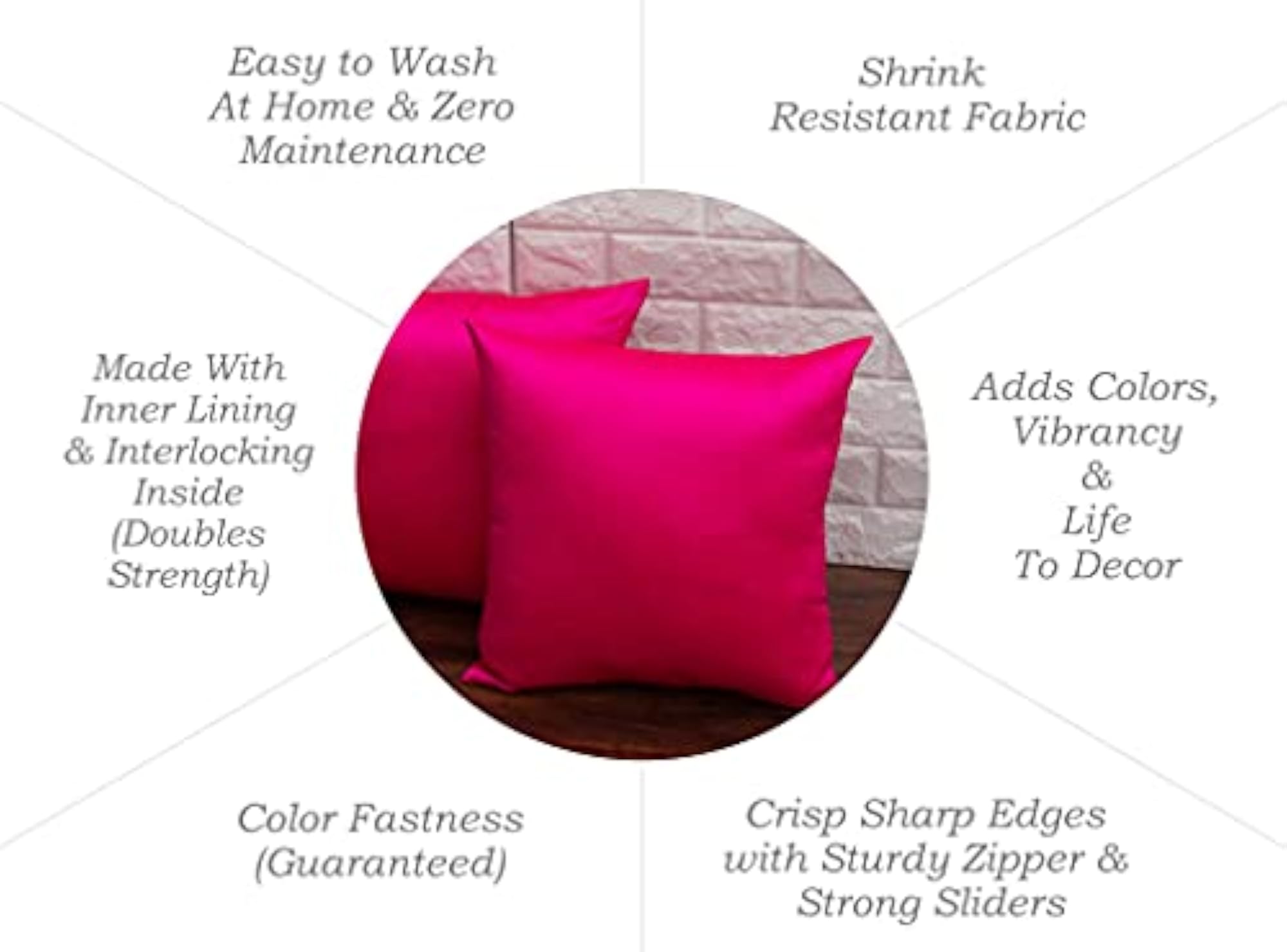 Go Pink Art Silk Solid Cushion Covers Set of 4