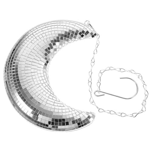 Bola espejada en forma de luna para colgar, decoración disco y retro para fiestas, bodas y hogar, estilo versátil miniatura 1