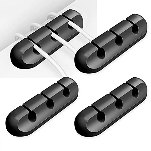 4 Packs Cable Clips, YUERSEAK Adhesive Desk Cable Management Cord Organizer Wire Holders, Suitable for Home and Office Power Cords, Charging Cables, Mouse Cable, etc. 3-3-3-3 Combination