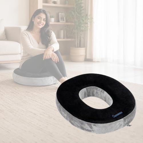Image of Caresom Donut Round Ring Pillow for Tailbone Pain, Orthopedic Memory Foam Donut Seat Cushion, Piles Pillow for Hemorrhoids, Pain Relief for Piles, Coccyx, Prostate, Sciatica, Post-Natal, Pregnancy