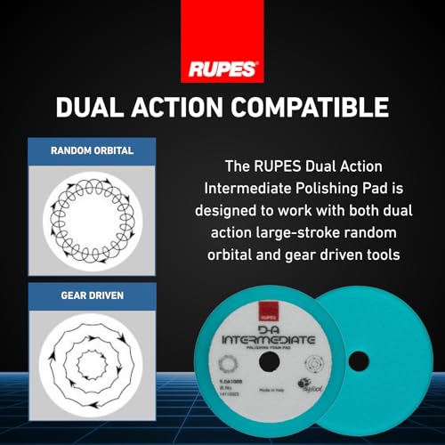 Image of RUPES 9.DA100B Pack of 24 Light Blue D-A Intermediate Foam Polishing Pads 100mm | Ideal for Paint Correction & Gloss Enhancement | Improves Cutting Performance | Compatible with 4 inch Backing Plate