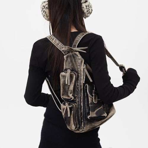 Image of Sling Bag for Women Men, Vintage Crossbody Backpack, Multi-Purpose Shoulder Casual Daypack, Chest Bag Fanny Packs (Retro Grey)
