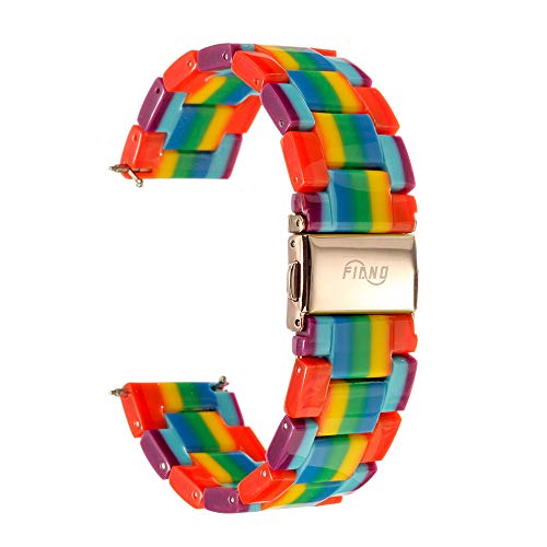 FIANO Resin Watch Band Fashion Replacement Wristband Strap Compatible with All Fitbit Versa/Versa 2/Versa Lite for Women Men (Rainbow-B)