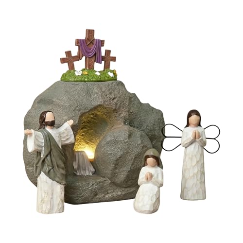 Générique Ensemble de la Nativité de Pâques,Ornements de Figurines Religieuses - Décoration de Tombeau Vide pour Pâques | Idée Déco pour Intérieur...