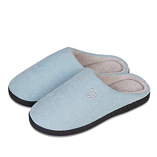 Zapatillas de Estar por casa Mujer Hombre Invierno Interior Pantuflas de casa - Caliente, Suave y Antideslizante(Azul 40 41)