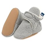 BirdRock Baby Booties - Soft Sole Cotton Bootie for Boys and Girls (Grey, Size 2)