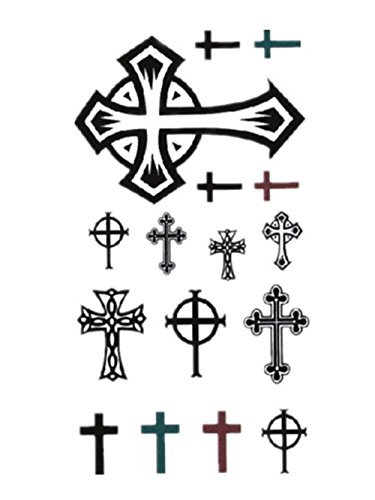 Moolecole Fashion 5 Sheets Waterproof Various Cross Temporary Tattoos Body Art Tattoo Stickers Fake Tattoo