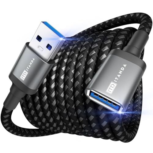 ITD ITANDA - ITD ITANDA 6FT USB Extension Cable USB 3.0 Extension Cord Type A Male to Female 5Gbps Data Transfer for Keyboard, Mouse, PlayStation, Xbox, Flash Drive, Printer, Camera and More, Grey