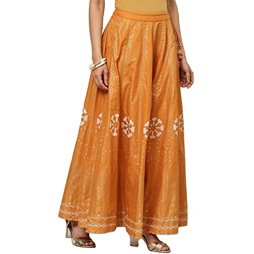 Image of BIBA Women Cotton Flared Skirt
