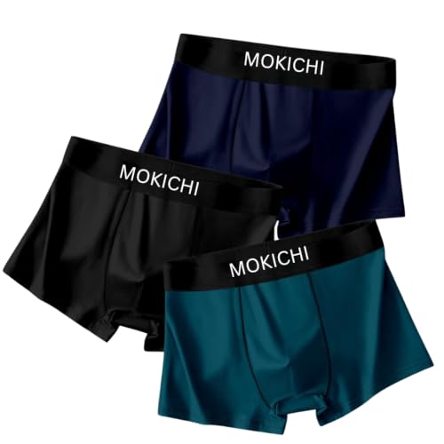 Image of Men's Ice Silk Boxer Briefs Pack of 3 | Ultra Soft Breathable Stretch Trunks | Moisture Wicking Quick Dry Innerwear | Comfortable Mid Rise Underwear