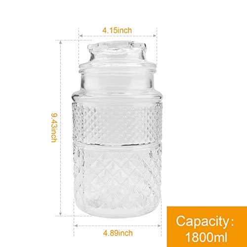image for Flrolove 60oz Glass Food Storage Canisters Jars with Tight Lids for Ki