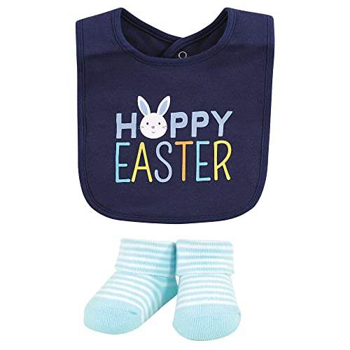 Image of Hudson Baby Unisex Baby Cotton Bib and Sock Set, Hoppy Easter, One Size