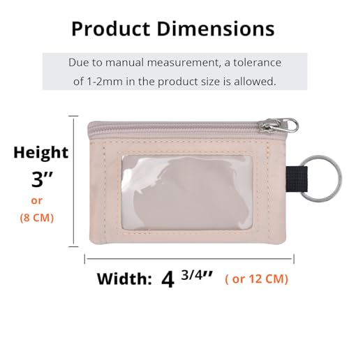 Image of RFID Blocking Travel Wallet with Adjustable Lanyard, Small Nylon Zipper Pouch and Badge Holder for ID, Credit Cards, Cash, Keys, Commuters (Almond White)