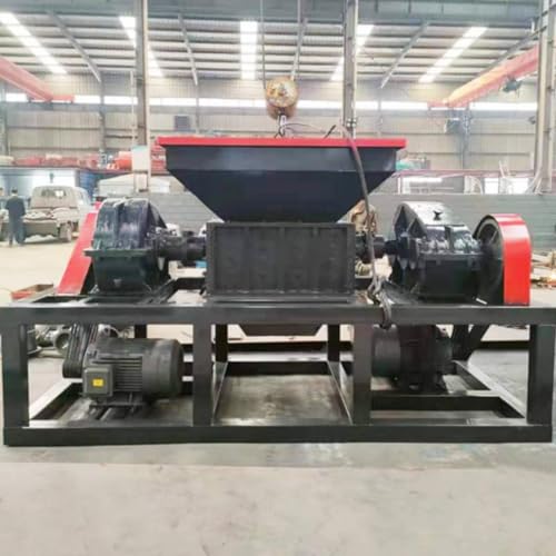 Tire Shredder Machine Double Shaft Industrial Crusher Heavy Duty Rubber Plastic Recycling Equipment Hydraulic High Torque System with Conveyor and Metal Separation