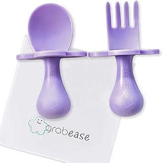GRABEASE First Training Self Feed Baby Utensils – Anti-Choke, BPA-Free Baby Spoon