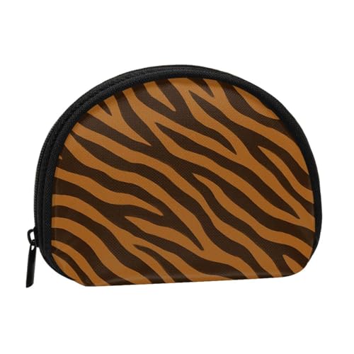Portable Coin Purse Tiger Stripe Pattern Mini Zippered Money Pouch Card Holder