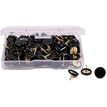 PTC Office 120PCS Steel Thumbtacks Drawing Pins Plastic Round Head Thumb Tacks 10mm/0.39 Inch Dia Black