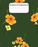 Taccuino di composizione con sfondo floreale: Diario di carta a righe larghe.: Libro di esercizi in bianco a righe larghe per ragazze, ragazzi, ... ufficio... 110 pagine 7,5 x 9,25 in brossura
