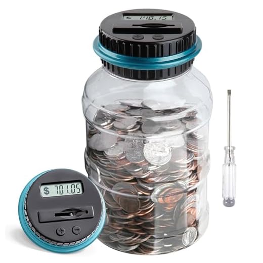 Large Piggy Bank for Boys Adults, Vcertcpl Digital Coin Counting Bank with LCD Counter, 1.8L Capacity Coin Bank Money Jar for Adults, Designed for All US Coins (Blue)