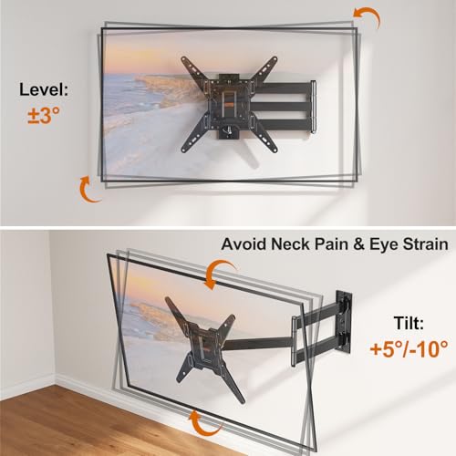 Image of ELIVED 31.3 Inch Long Arm TV Mount for Most 32-65 Inch TVs, Swivel and Tilt Long Extension TV Wall Mount, Full Motion Wall Mount Bracket Max VESA 400x400mm, Holds up to 99 lbs.