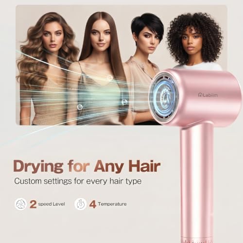 Labiim Hair Dryer High Speed Ionic Blow Dryer 110 000 RPM Motor Pink - image 4
