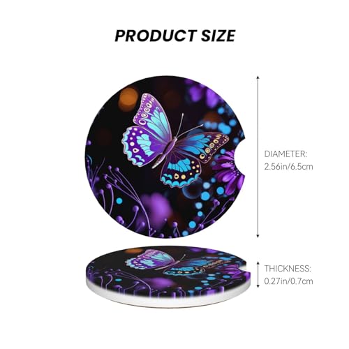 2 Posavasos de Cerámica para Auto con Diseño de Mariposas y Flores miniatura 3