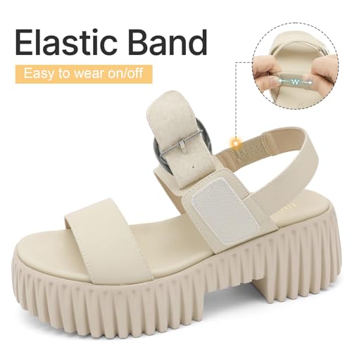 Image of UBFEN Womens Platform Sandals Comfortable Arch Support 2 Adjustable Straps | 2.75'' Lightweight Chunky Heel, Soft Cushioned Footbed, Non-slip for Dressy, Work, and Casual Wear