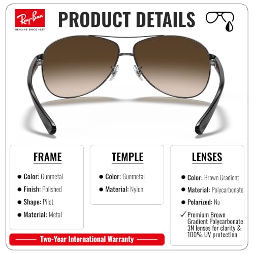 Image of Ray-Ban RB3386 Pilot Shaped Sunglasses for Men with Official RAYBAN Eyewear Kit