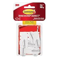 Command Wire Toggle Hook, Value Pack - 7 Hooks (Medium, White), 8 Adhesive Strips - Removable Hanging Hook for Various Surfaces - Damage Free Hanging
