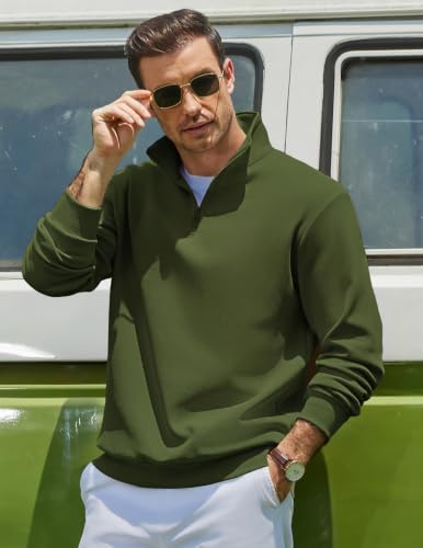 COOFANDY Mens 3/4 Zip Sweatshirt Fleece Casual Pullover Collared Top - image 6