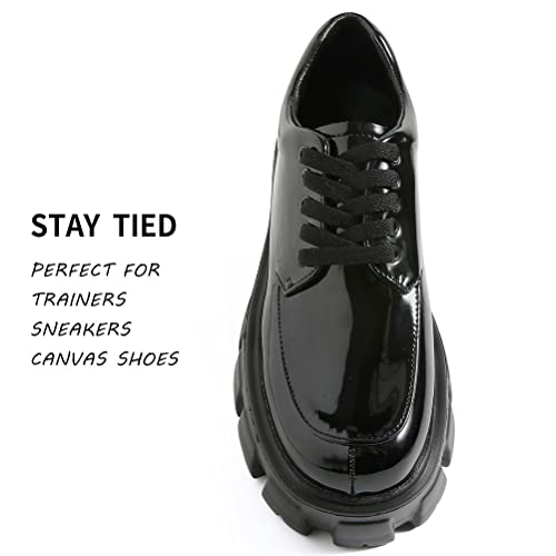 Vsudo 24 Inch Flat Black Shoe Laces For Sneakers, Black Shoelaces For Sneakers, Black Shoe Strings For Sneakers, Black Replacements Sneakers Shoe Laces For Women Or Men (2 Pairs-Black-60Cm) #TOP2