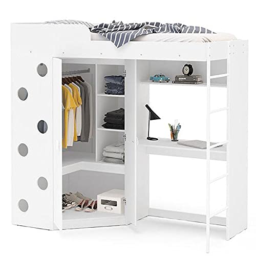 Cama Multifuncional Alagoas com Roupeiro e Escrivaninha Branco Politorno