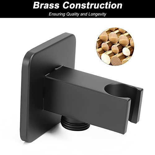 Brass Hand Held Shower Head, Luxury High Pressure Showerhead Kit With Wall Connector And Hose Set, For Bathroom Showering System Contemporary Square Style (Matte Black) #TOP7