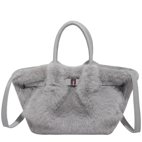 Faux Fur Small Handbags for Women, Cute Fluffy Tote Crossbody Shoulder Purses with Adjustable Strap Winter Fall