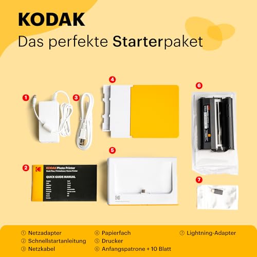 KODAK Dock Plus 4PASS Mobiler Fotodrucker (10x15cm) + 10 Blatts