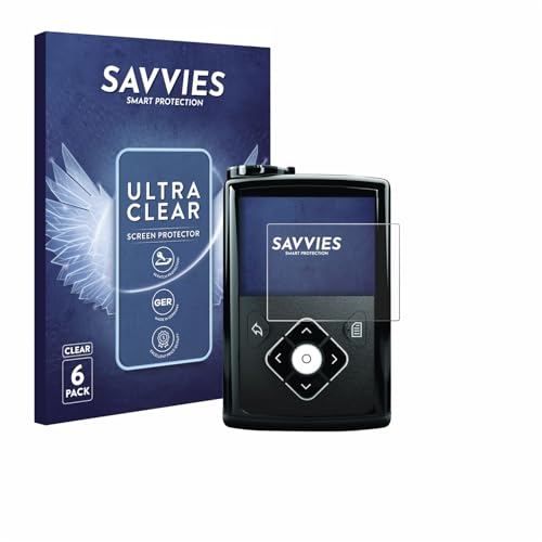 Savvies 6 Stück Schutzfolie für Medtronic Minimed 780G/ 770G/ 670G/ 640G/ 630G Displayschutz-Folie Ultra-Transparent