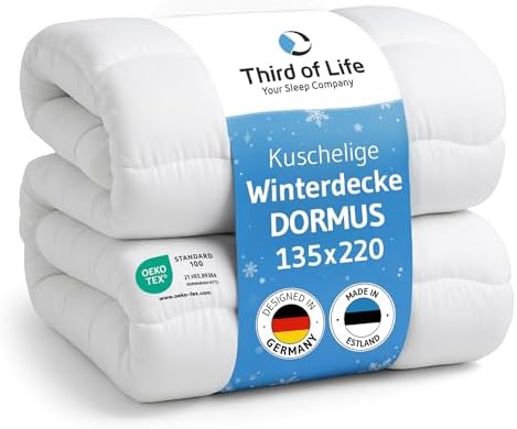 Winterdecke 135x220, Extra warme Winter Bettdecke mit 400 g/m², Ökotex 100 | Dicke 135 x 220 Decke, von Schlafexperten entwickelt, Atmungsaktive Steppdecke, Blanket made in Europe,
