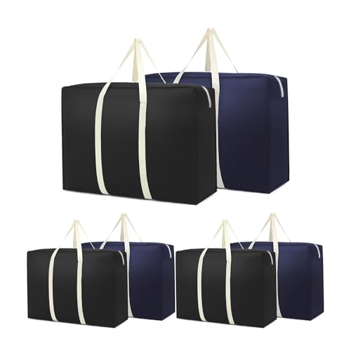 Paquete de 2 bolsas de almacenamiento extra grandes con cremalleras, bolsas impermeables para mudanzas con asas, bolsas grandes para viajes móviles, camping, jardín, almacenamiento de ropa