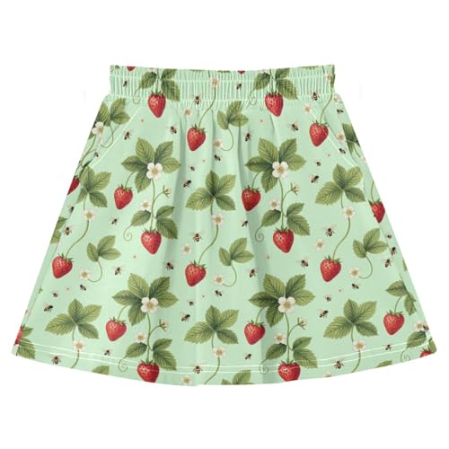 Jupe athlétique fille 2 en 1 rouge fraise pour le tennis et l'école