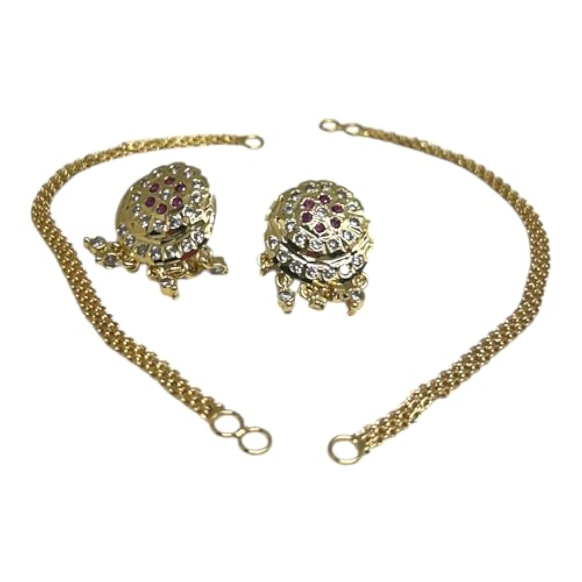Women's Premium Floral Stud Earrings with Ear Chain