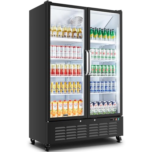 15 Best Premium Beverage Coolers for Stylish and Efficient Refreshment 23 BODEGACOOLER Commercial Merchandiser Refrigerator, 36.8 Cu.Ft Upright Display Beverage Cooler, 2 Glass Door Display Refrigerator with Soft LED Light, Adjustable Shelves, 4 Strong Castors(Black)