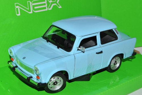 Welly TRABANT 601 1964 BEIGE/BLEU CLAIR 1:24 – Modèle Réduit Neuf, WE0216 Cadeau Passionné Auto Vintage