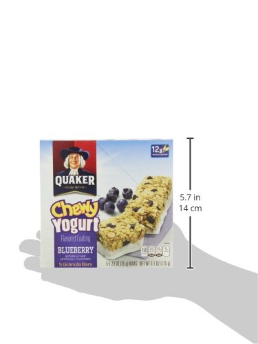 Quaker Yogurt Chewy Granola Bar, Blueberry, 1.23 Ounce Packages - 5 Count Box, 6.15 Ounce (Pack of 12)