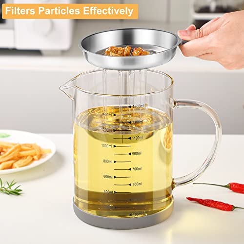 Bacon Grease Container With Strainer - Zdzdz 1500Ml Large Capacity Frying Oil Storage Can With Lid,Oil Bottle With Filter For Cooking And Kitchen #TOP2