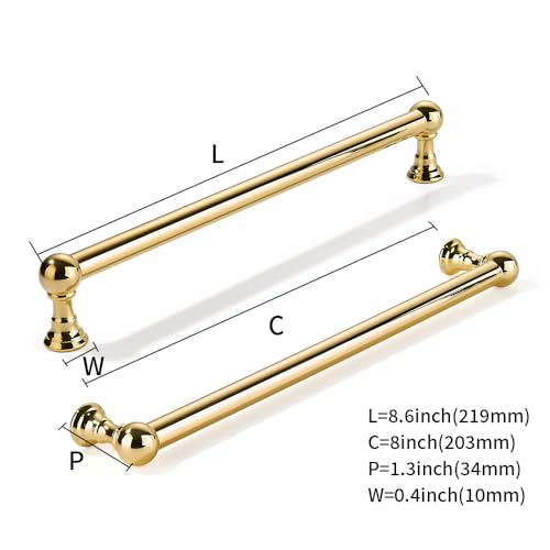 khtumeware 10 Pack 8 Inch Hole Center Polished Brass Cabinet Pulls Heavy Duty Solid Polished Gold Cabinet Handles cabinets Dressers Kitchens Handles Bathroom cabinets by khtumeware - Used condition - Image 2