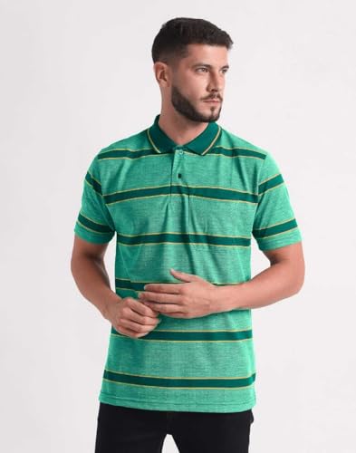 Image of INKKR Striped Men Polo Neck Half Sleeve T-Shirt