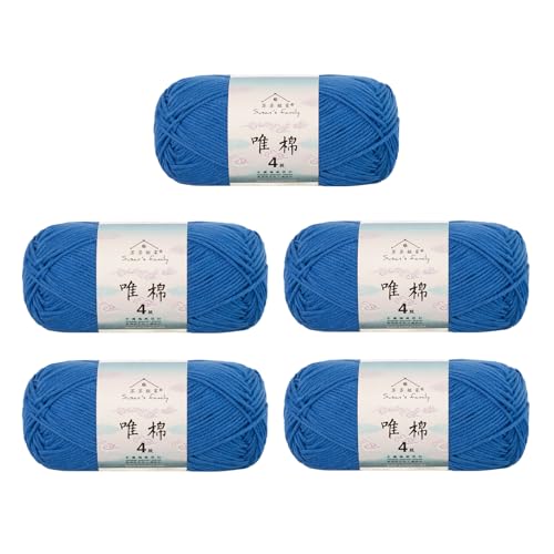 Susan's Family Combed Cotton 4 ply Yarn 5x50g-5Packs-57#Victoria Blue