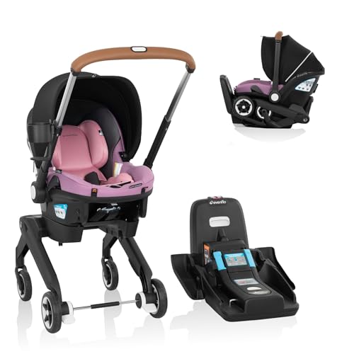 Image of Evenflo Gold Shyft DualRide with Carryall Storage Infant Car Seat and Stroller Combo (Opal Pink)