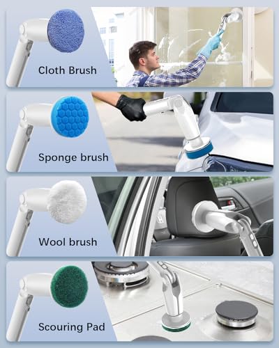 Image of Leebein YMG-818 /820 Electric Spin Scrubber Replacement Brush Heads, 8pcs Extra Brush Accessories Kit for YMG-818 /820 Cordless Cleaning Brush Only - Scrubber Not Included (YMG-White Brush Heads)